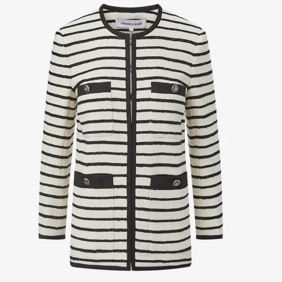 Veronica Beard Black and White Striped Jacket - Picture 1 of 3